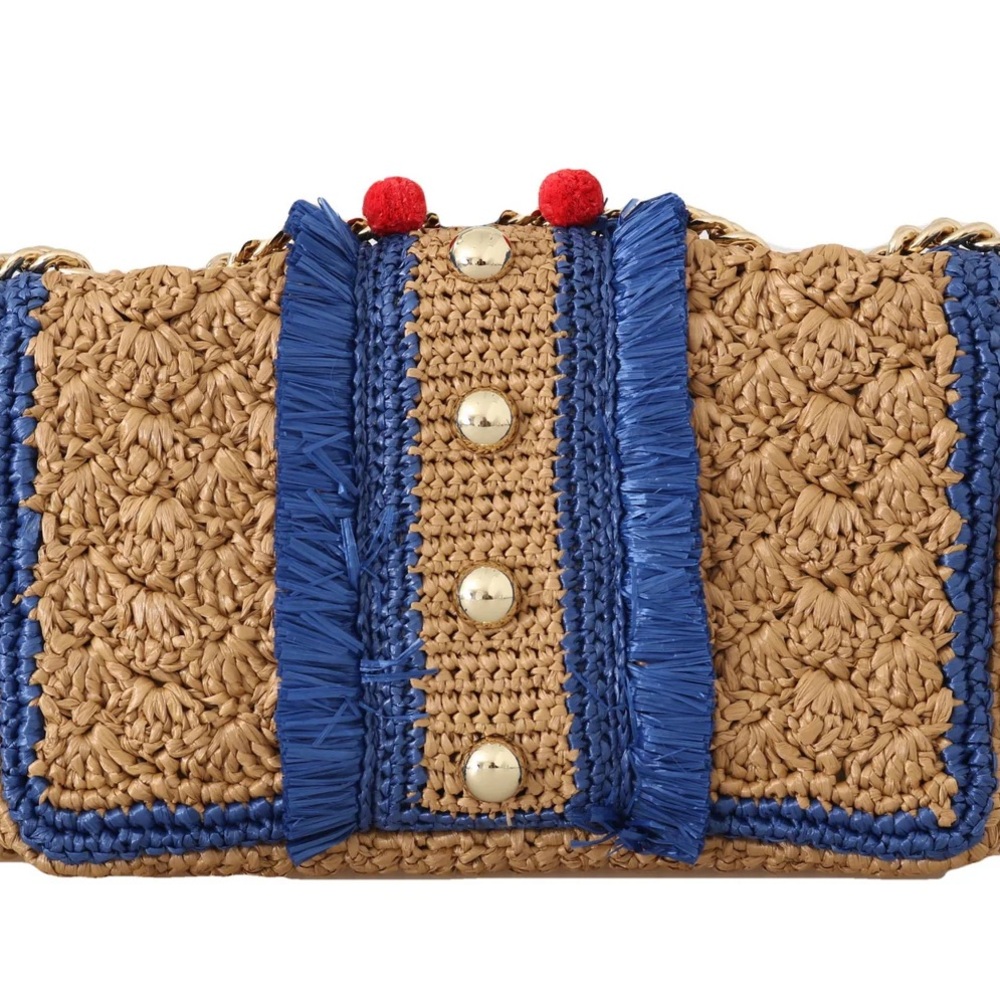 Dolce & Gabbana Blue and Tan Shoulder Bag with Gold Chain - Picture 2 of 5